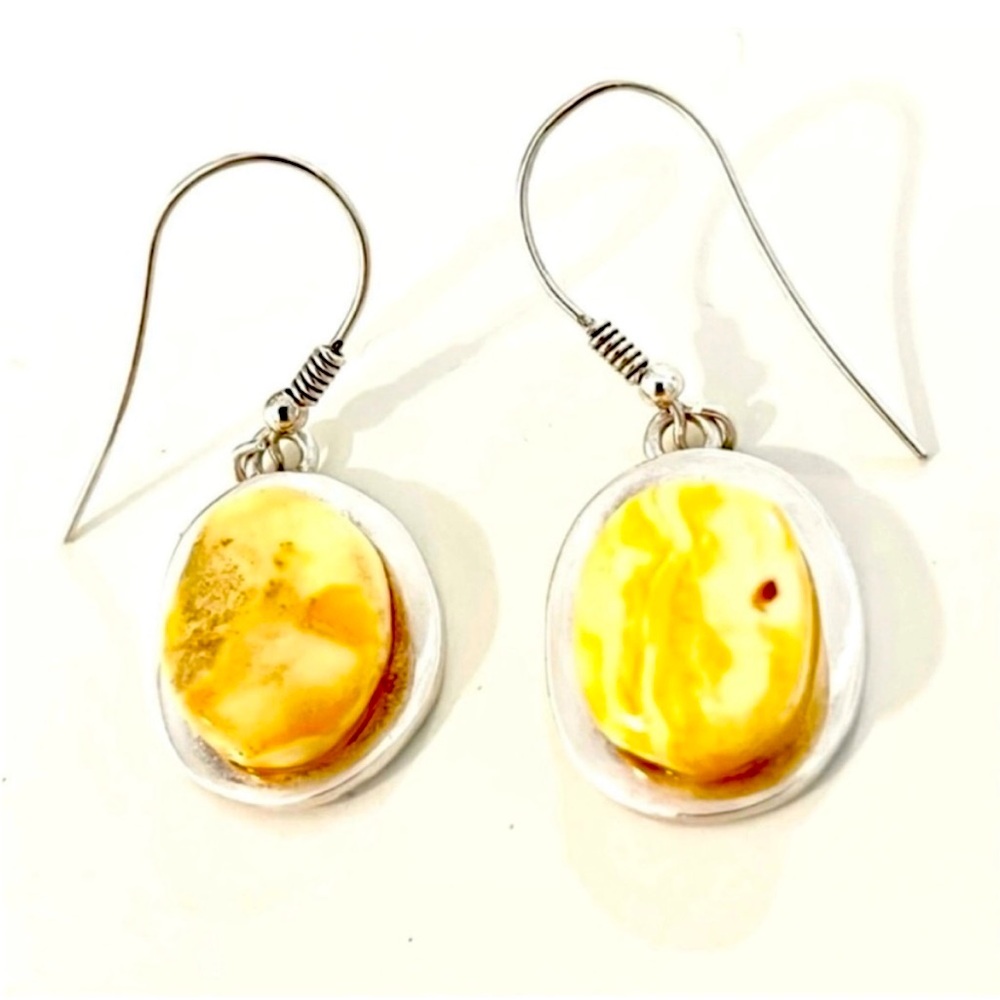 Genuine Natural Yellow Agate Earrings